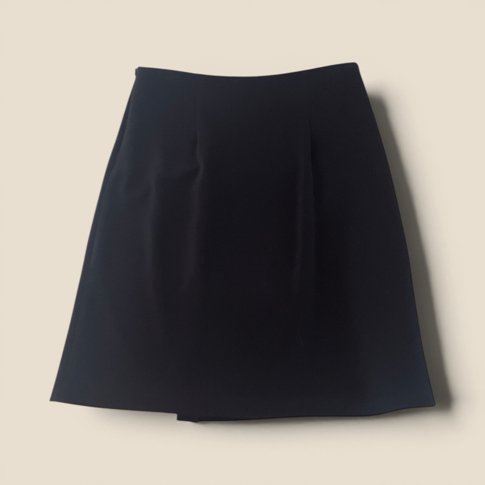 White House Black Market Black 6-Button Faux Wrap Skirt Dark Academia Size 6 - Picture 5 of 5